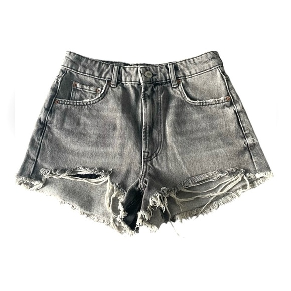 ZARA NWOT Zara Denim The High Waist Distressed Cut Off Jean Shorts Summer Casual - Picture 1 of 8